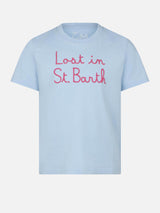 T-shirt da bambina con ricamo Lost in St. Barth