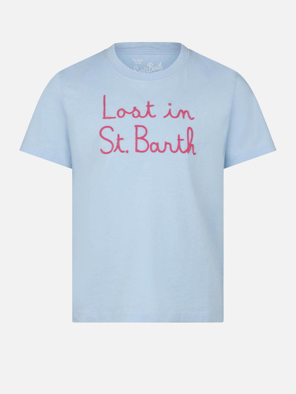 Mädchen-T-Shirt mit „Lost in St Barth“-Stickerei
