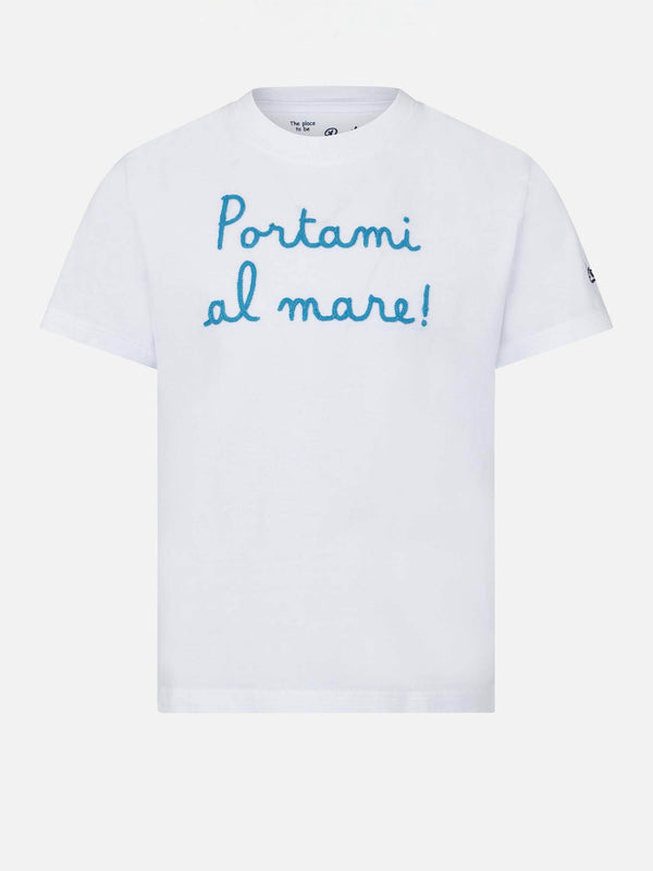 T-shirt da bambina con scritta Portami al mare! 