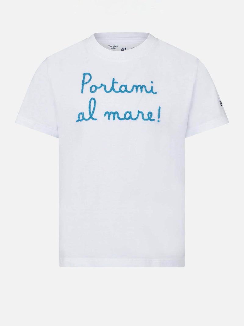Girl t-shirt with Portami al mare! lettering