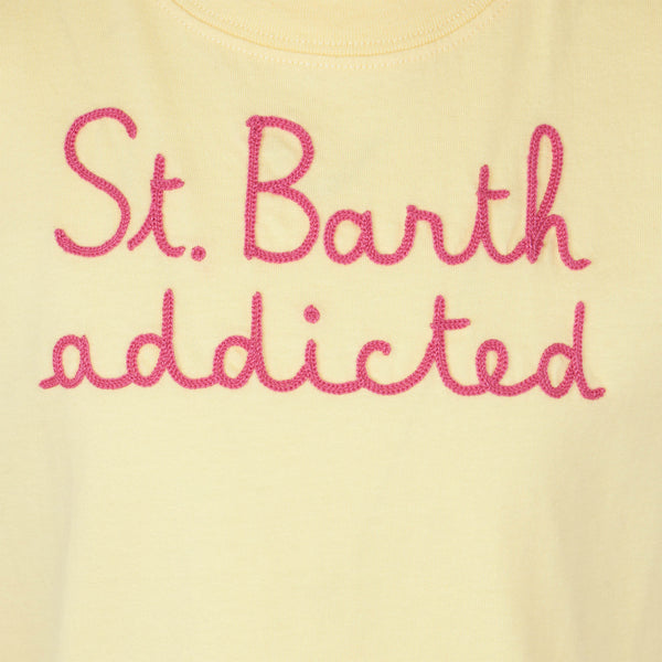 T-shirt da bambina con ricamo St. Barth addicted