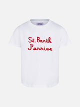 Gesticktes Mädchen-T-Shirt „I love St. Barth“.