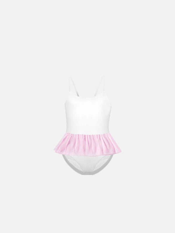 Girl's one piece with tulle ruffle