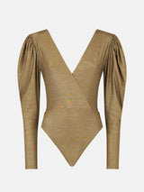 Bodywear in maglia glitter oro / costume intero