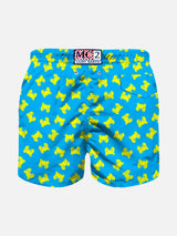 Boy light fabric swim shorts with crab print
