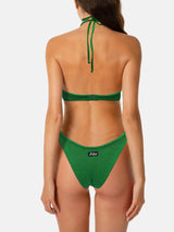 Grüner Crinkle-Trikini-Badeanzug