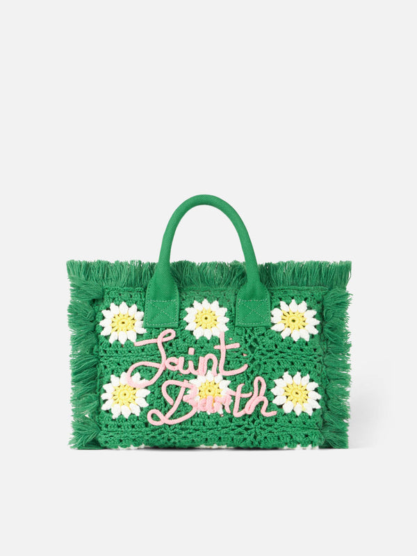 Colette handbag with crochet flower patches