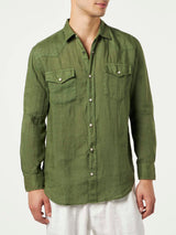 Dark green  linen shirt