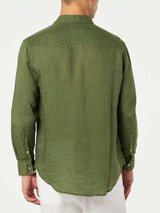 Camicia di lino verde scuro