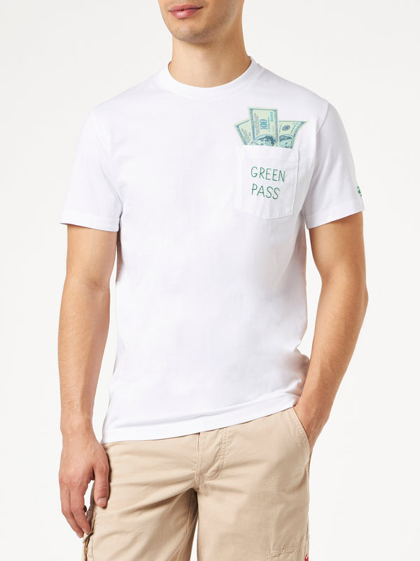 T-shirt in cotone con stampa pass verde
