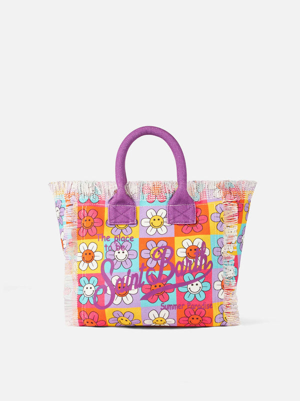 Colette canvas handbag with smiling daisy print
