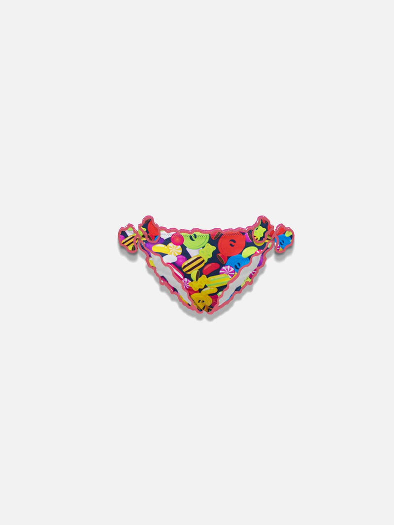 Girl swim briefs with candy print