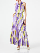 Neckholder-Kleid für Damen mit Wellenprint