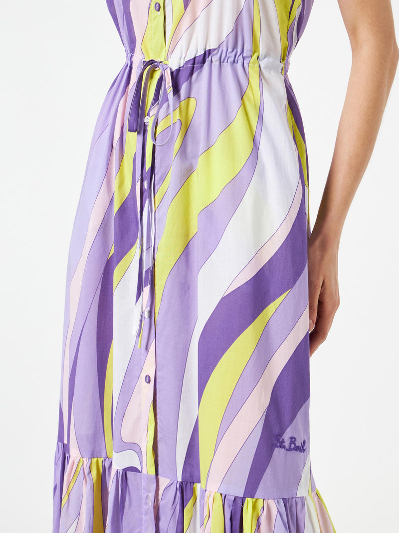 Neckholder-Kleid für Damen mit Wellenprint