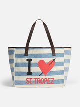 St. Tropez canvas bag with leather handles