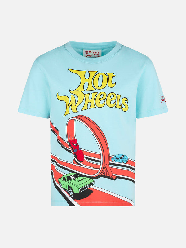 T-shirt da bambino in cotone verde acqua con stampa Hot Wheels | EDIZIONE SPECIALE HOT WHEELS