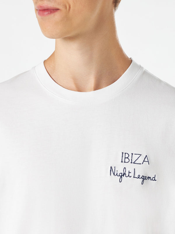 Man cotton t-shirt with Ibiza night people embroidery