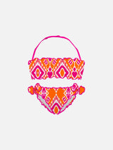 Girl bandeau bikini with geometrical print