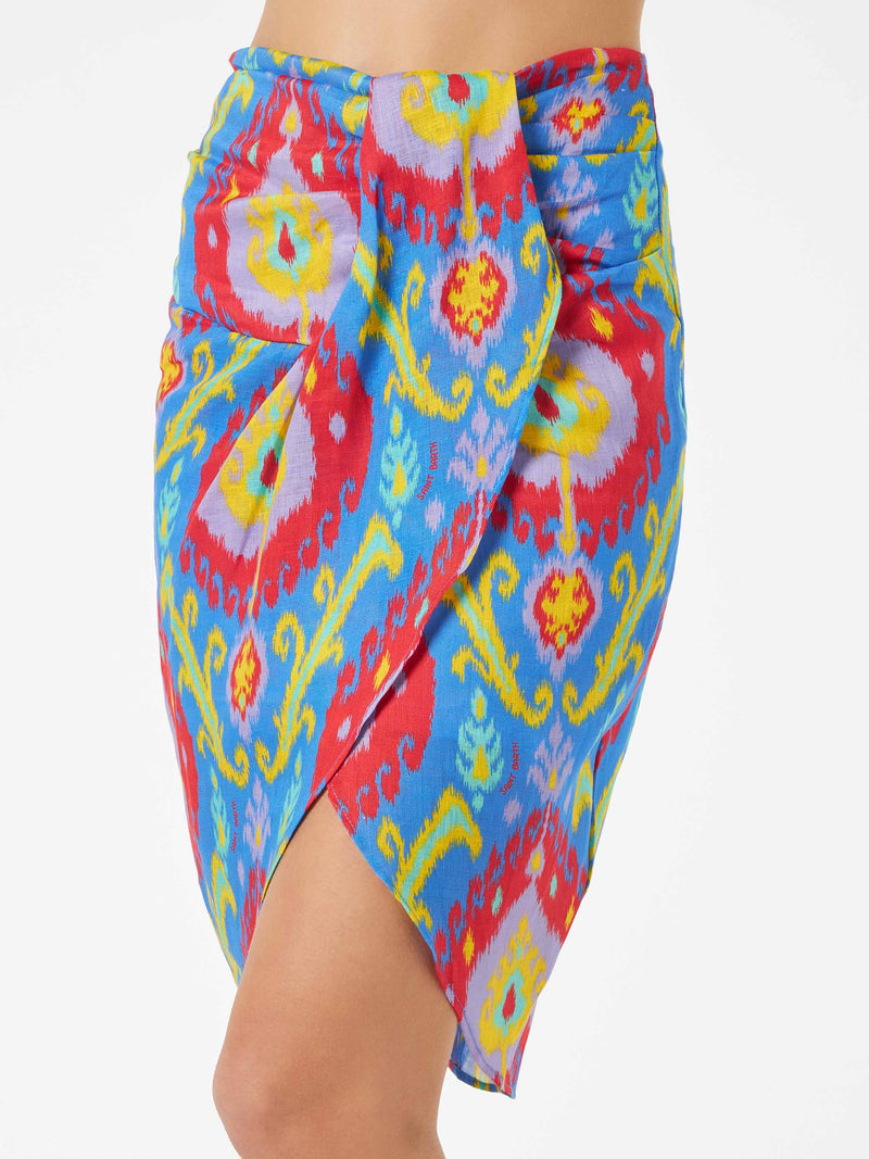 Woman mid skirt with multicolor print