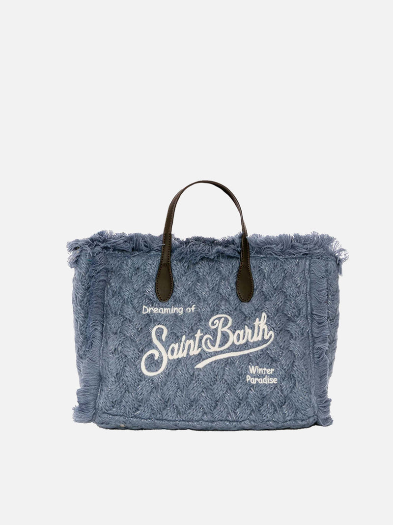 Colette wooly light blue braided handbag