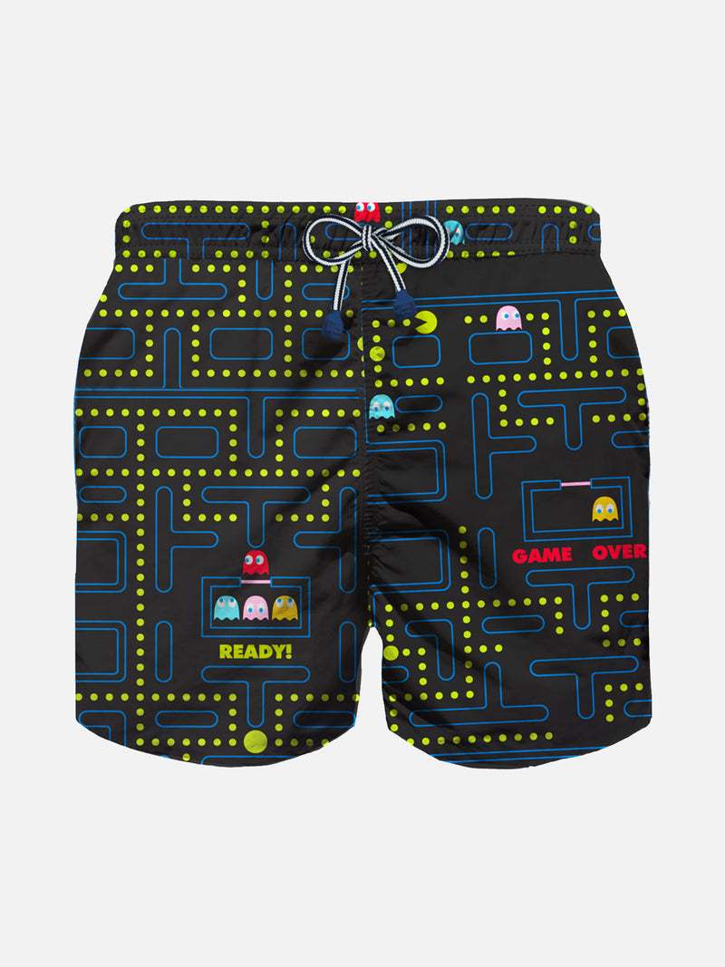 Boy light fabric swim shorts with Pac Man print |Pacman©