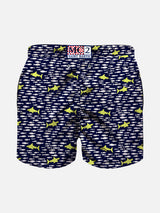 Boy swim shorts with sharks and fishes print