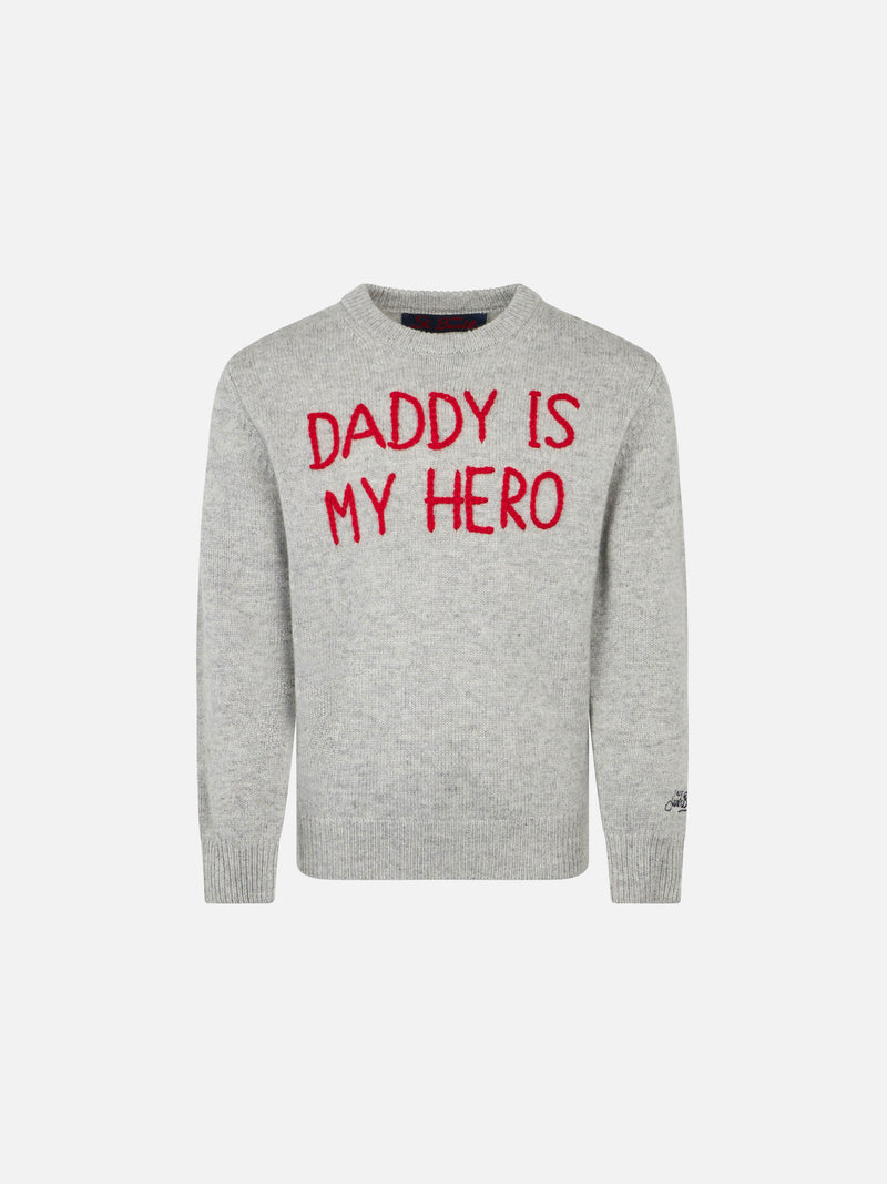 Kid sweater with Daddy is my hero embroidery