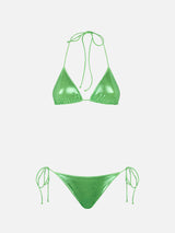 Woman lamina green triangle bikini