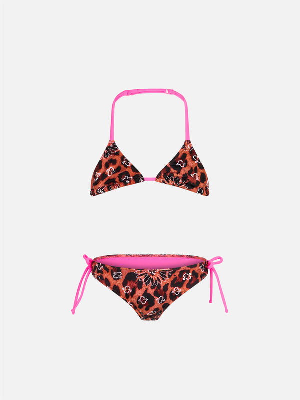Girl triangle bikini with leo bandanna print