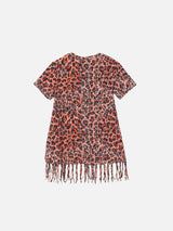 Girl leopard cotton dress with fringes