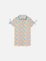 Girl shirt dress with flowers print