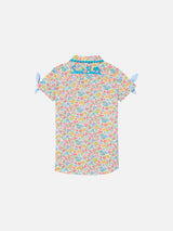 Girl shirt dress with flowers print