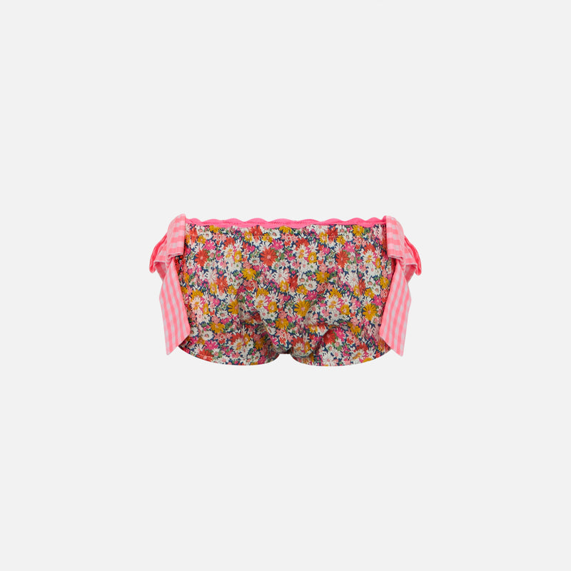 Girl swim briefs with multicolor flower pattern