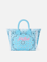 Hellblaue Colette-Handtasche aus Baumwollcanvas mit Bandana-Print