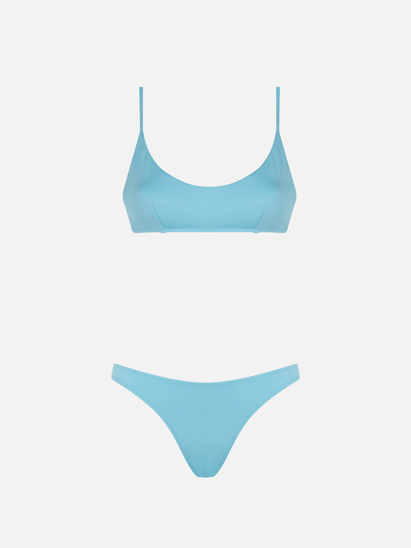 Hellblauer Bralette-Bikini für Damen