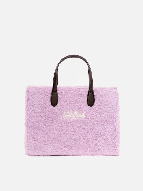 Lilac sherpa fabric Vivian handbag