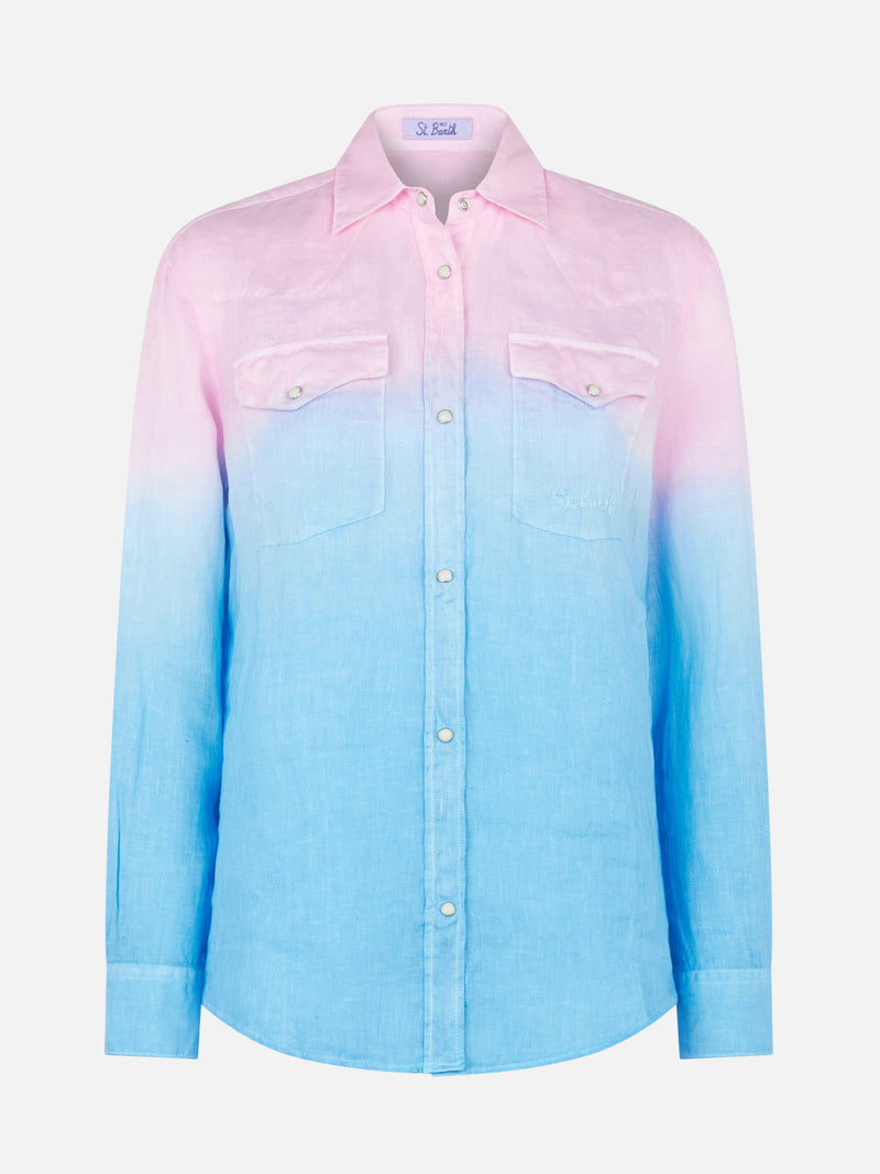 Woman shirt with pink and blue gradient colors