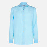Man water color light blue linen Pamplona shirt
