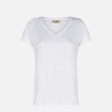 Weißes Damen-T-Shirt aus Leinen