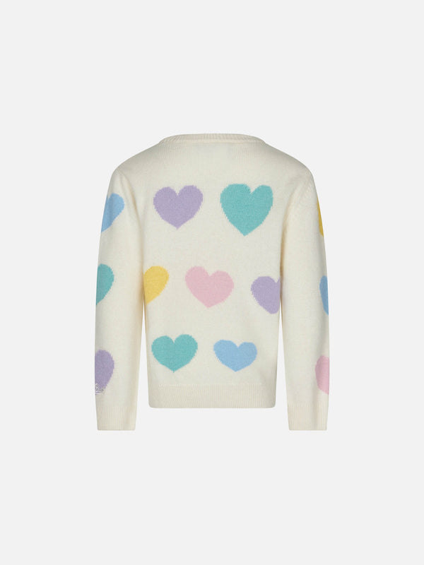 Girl sweater with hearts print and I'm in Love embroidery