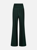 Black and green glitter striped palazzo pants