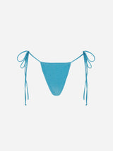 Woman light blue lurex string swim briefs