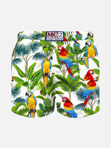 Boy swim shorts with parrots print