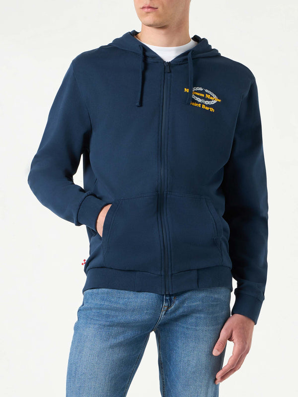 Blue cotton hoodie with Magnum Marine embroidery | MAGNUM MARINE SPECIAL EDITION