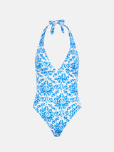 Woman one piece swimsuit with pattern