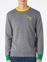 Man grey sweater with Daddy's cool embroidery