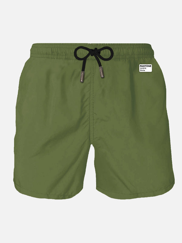 Man lightweight fabric military green swim-shorts Lighting Pantone | PANTONE SPECIAL EDITION