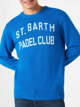 Man sweater with St. Barth Padel Club jacquard print