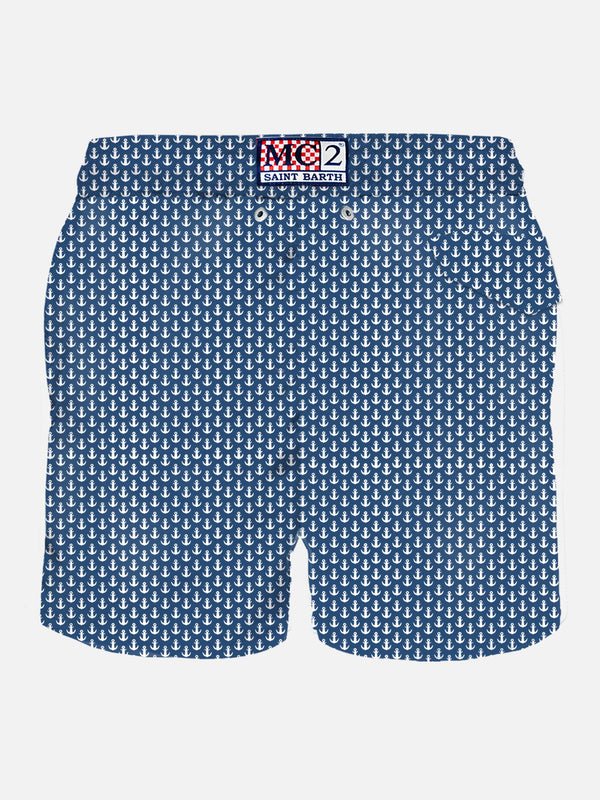 Man light fabric swim shorts with anchor print