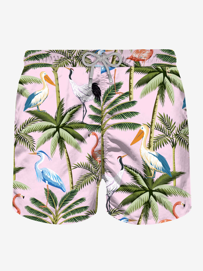 Man classic swim short with tropical print